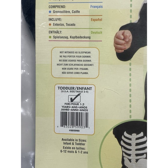 Rubies Ez-On Rompers Infant Novelty Skeleton Costume Size 1-2 Brand New‎ - Picture 4 of 4